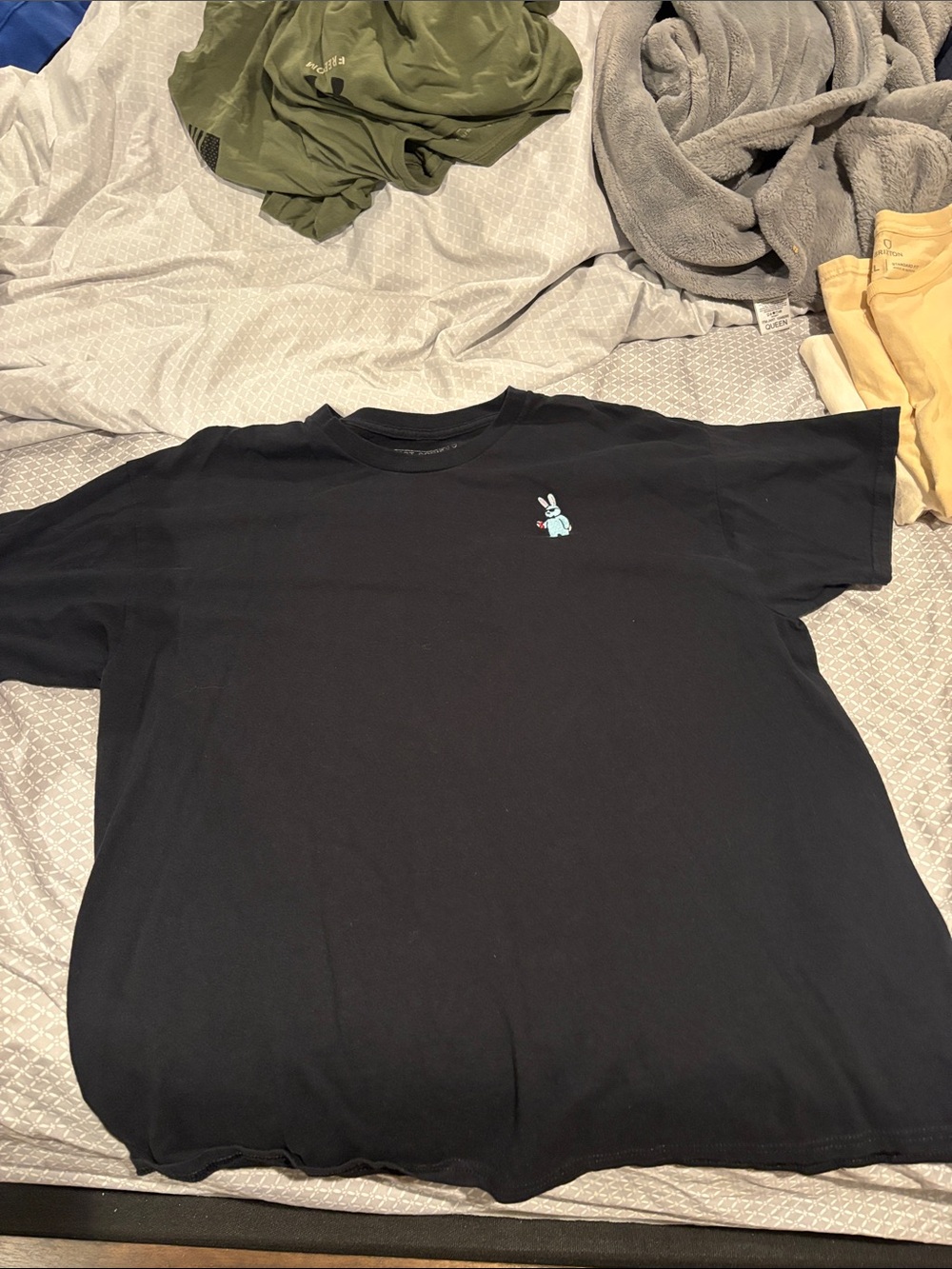 riot society Black Short Sleeve Tee with Small Bunny Patch